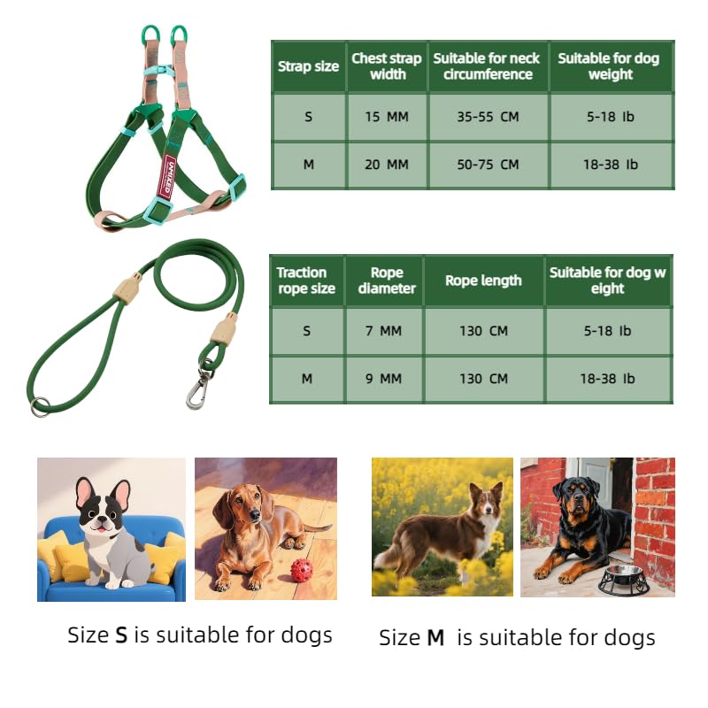Adjustable Dog Universal Chest Harness+Traction Rope Set, Waterproof, Chew-Resistant - Image 2