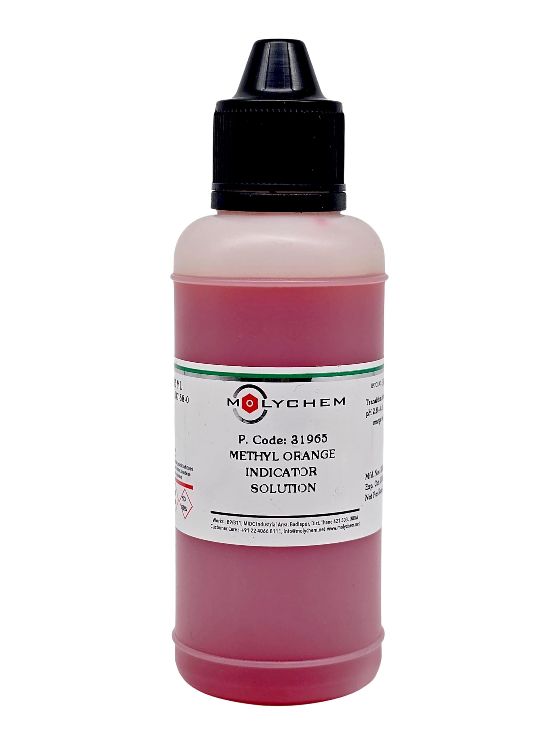 MOLYCHEM Methyl Orange Inticator Solution, 125ml,Orange Red to Orange Yellow, Storage: Room Temperature, Shelf Life: 60 Months for laboraotry and industrial use.-image-20