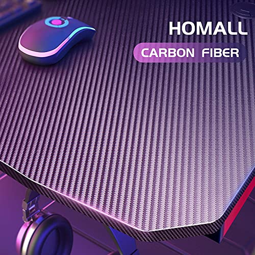 Homall 63 Inch Gaming Desk Z Shaped Computer Desk Home Office Desk Pc Gaming Table With Handle Rack Cup Holder Headphone Hook(Red) #TOP4