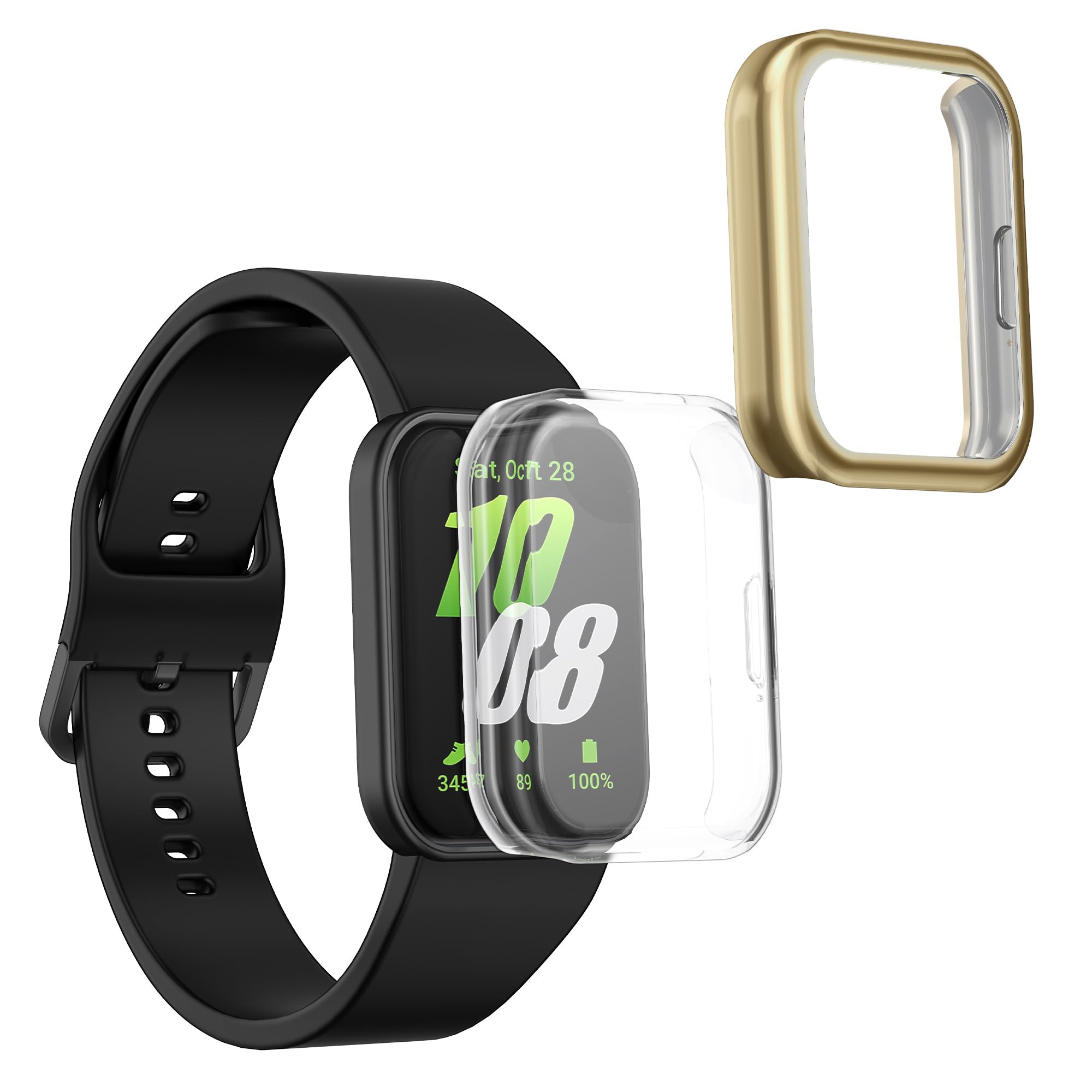 kwmobile Etui kompatybilne z Samsung Galaxy Fit 3 Case - 2X Silikonowe etui na ekran do Fitness Tracker - Przezroczysto-złote