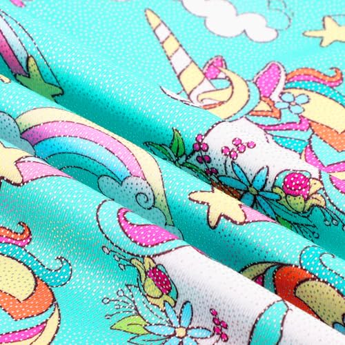 Leotards for Girls Gymnastics Toddler Dance Biketards Mermaid Unicorn Athletic Dance Wear Shiny Rainbow Blue Hotpink