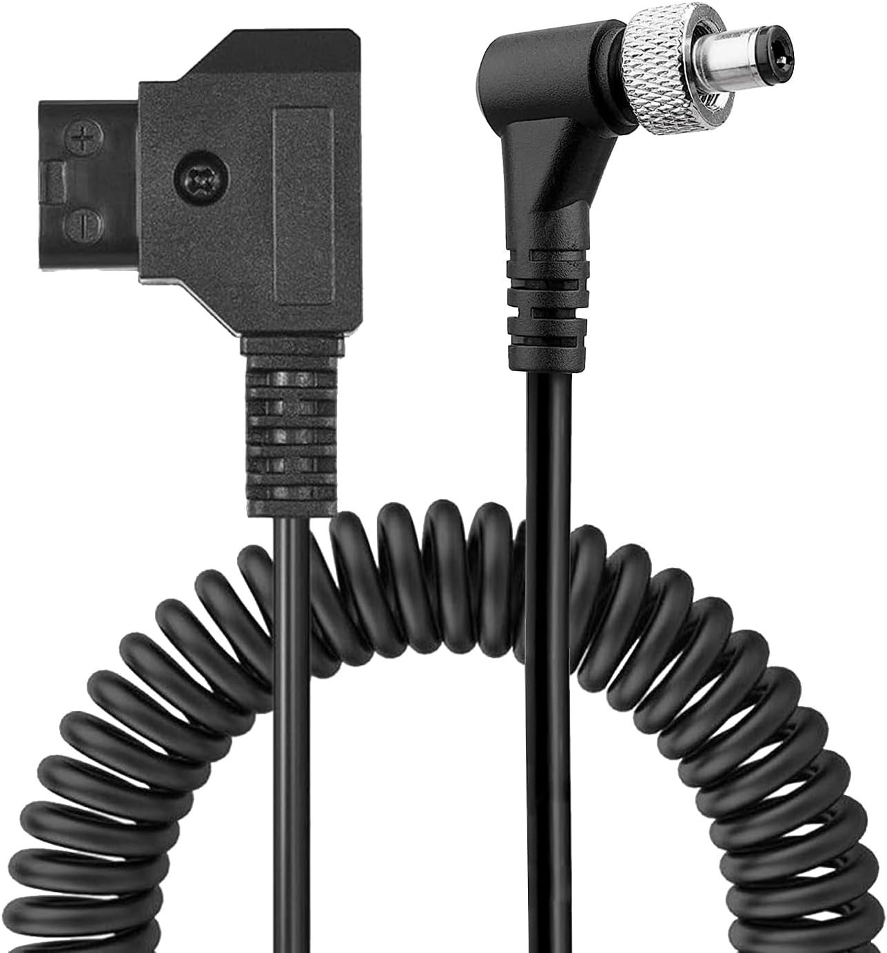 D-Tap to Locking DC 5.5 2.5mm Monitor Coiled Power Cable Compatible with Atomos Ninja V/Shogun PIX-E7 PIX-E5 7 Touchscreen/Hollyland Mars 400s