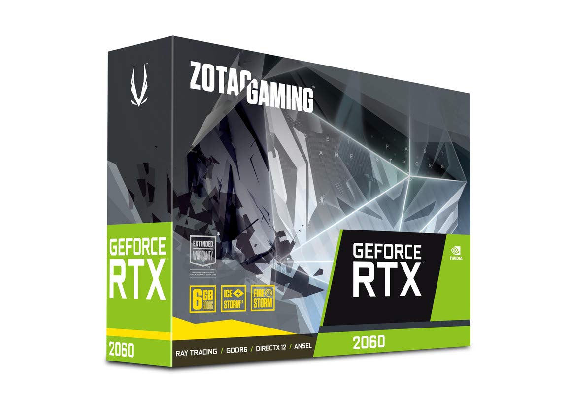 ZOTAC GAMING GeForce RTX 2060 Grafikkarte (NVIDIA RTX 2060, 6GB GDDR6, 192 Bit, Boost-Takt 1680Mhz, 14Gbps)
