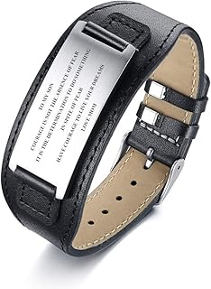 Stainless Steel Courage Quotes Inspirational to My Son Gift Love Mom Dad Mother Son Father Son Bracelet Genuine Leather Wristband