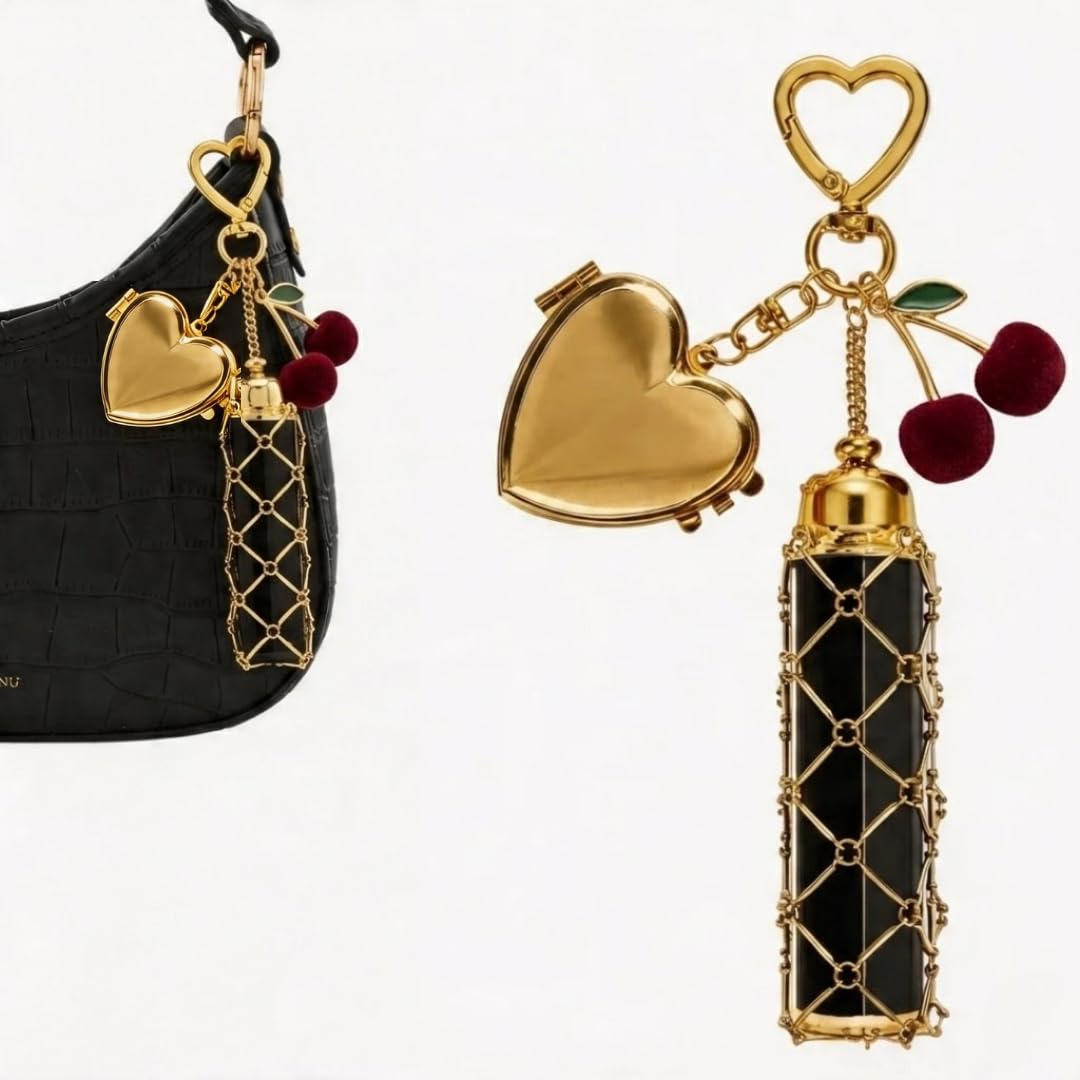 Lipstick Holder Keychain with Golden Heart, 12cm Lip Gloss & Lip Balm Holder | Detachable Bag Charm for Women, Never Lose Your Favorite Shade Again-image-24