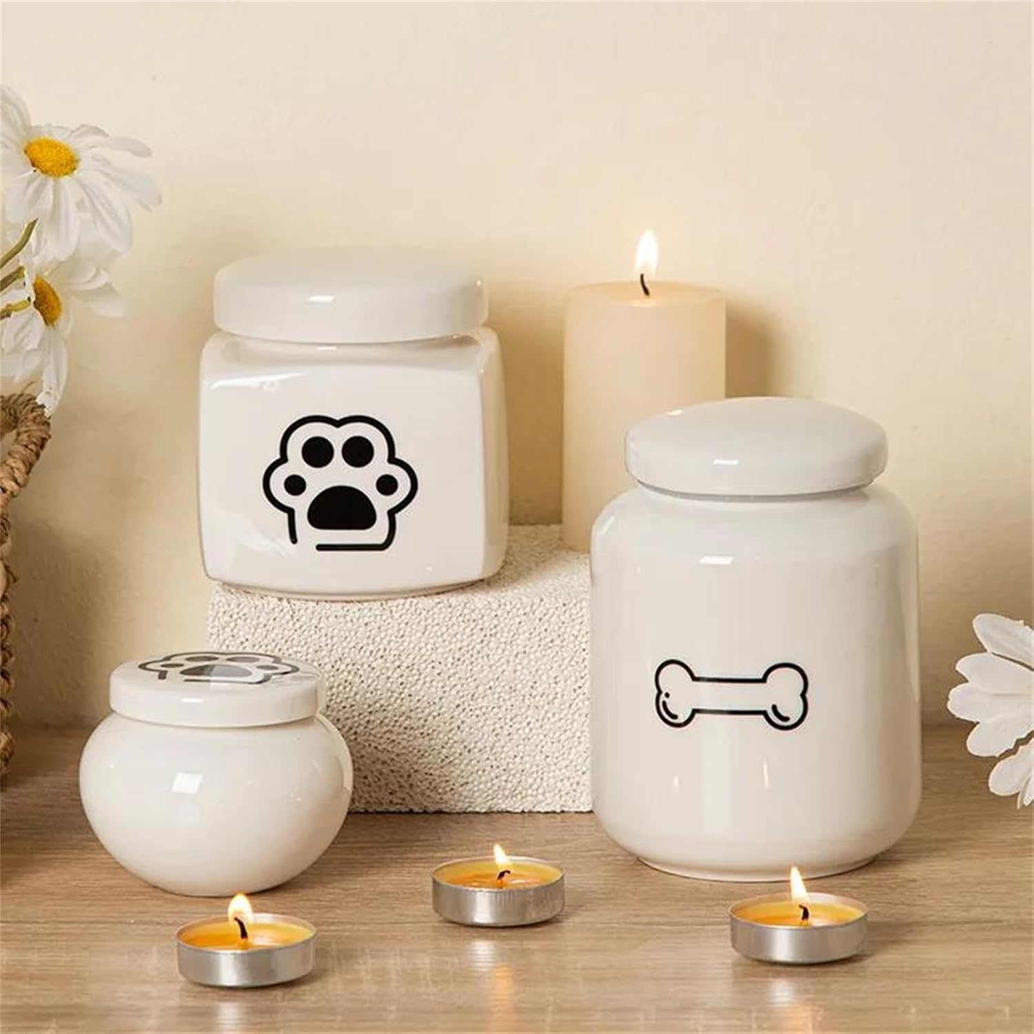 Dog Urns Ceramic Pet Memorial Jar Funeral Supplies Sealed Bone Jar with Cover Pet Caskets Puppy Funeral Box Pet Urn for Ashes,B
