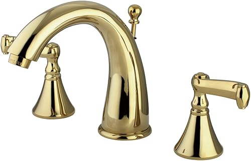 Elements of Design Kingston Brass Nuvo ES5972FL Atlanta - Grifo de lavabo generalizado de 2 manijas de 8 a 16 pies con ventana emergente de latón,