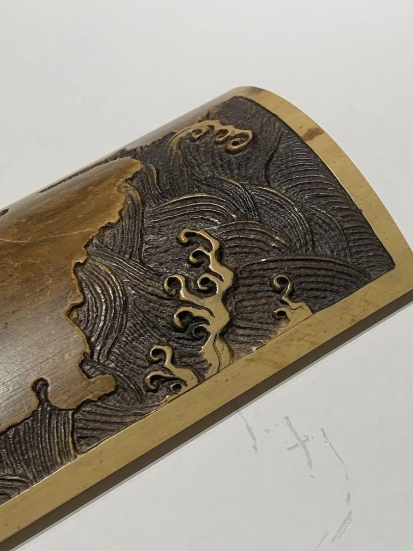 Amazon.co.jp: 002茶則 煎茶 茶道具 茶合 仙媒 中国茶 日本茶 竹製彫刻