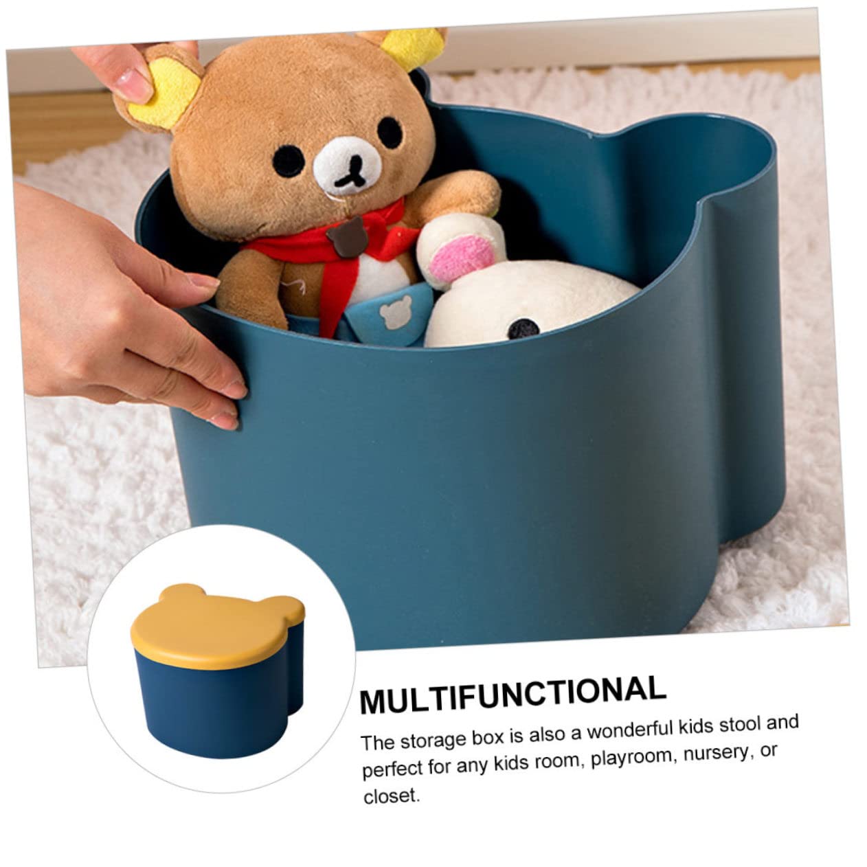 YARNOW 1 Pieza Caja de Almacenamiento Infantil Forma de Caricatura de Almacenamiento Adorable para Juguetes Cubo de Almacenaje Color Azul para Organización de Habitaciones