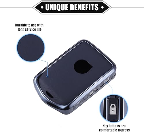 Miniatura 3 de Kit de funda para llavero inteligente para automóvil compatible con Volvo S60 2016-2021, funda protectora de piel sintética azul para control remoto
