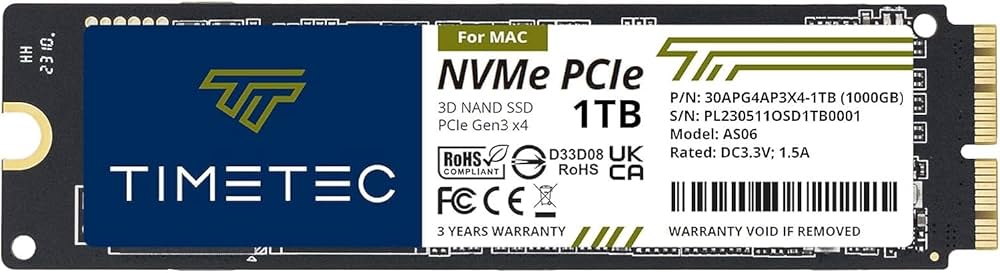 Amazon.in: Buy Timetec 1TB MAC SSD NVMe PCIe Gen3x4 3D NAND TLC Amazon.in: Buy Timetec 1TB MAC SSD NVMe PCIe Gen3x4 3D NAND TLC