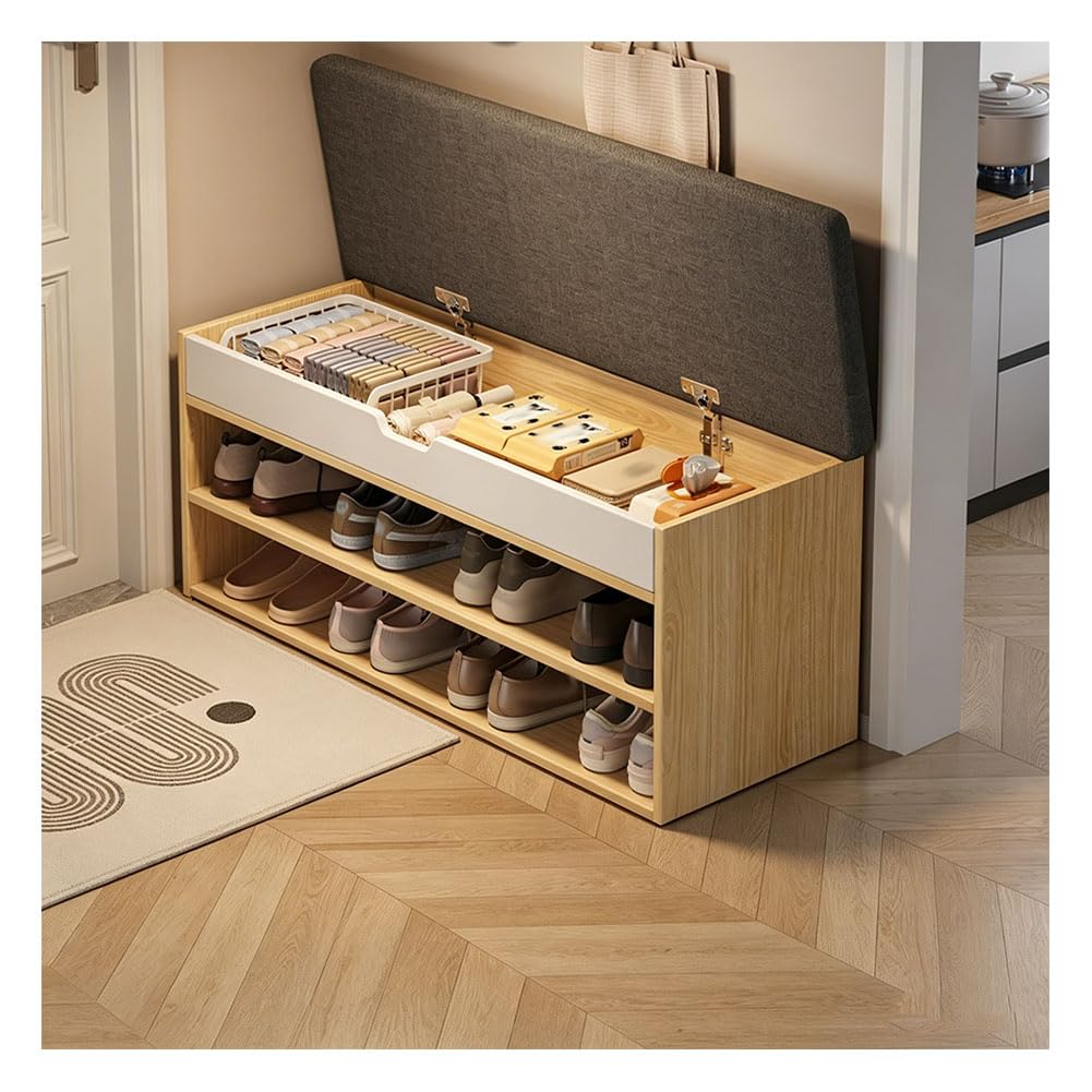 Meuble de rangement de couloir pour chaussures, banquette compacte anti-désordre