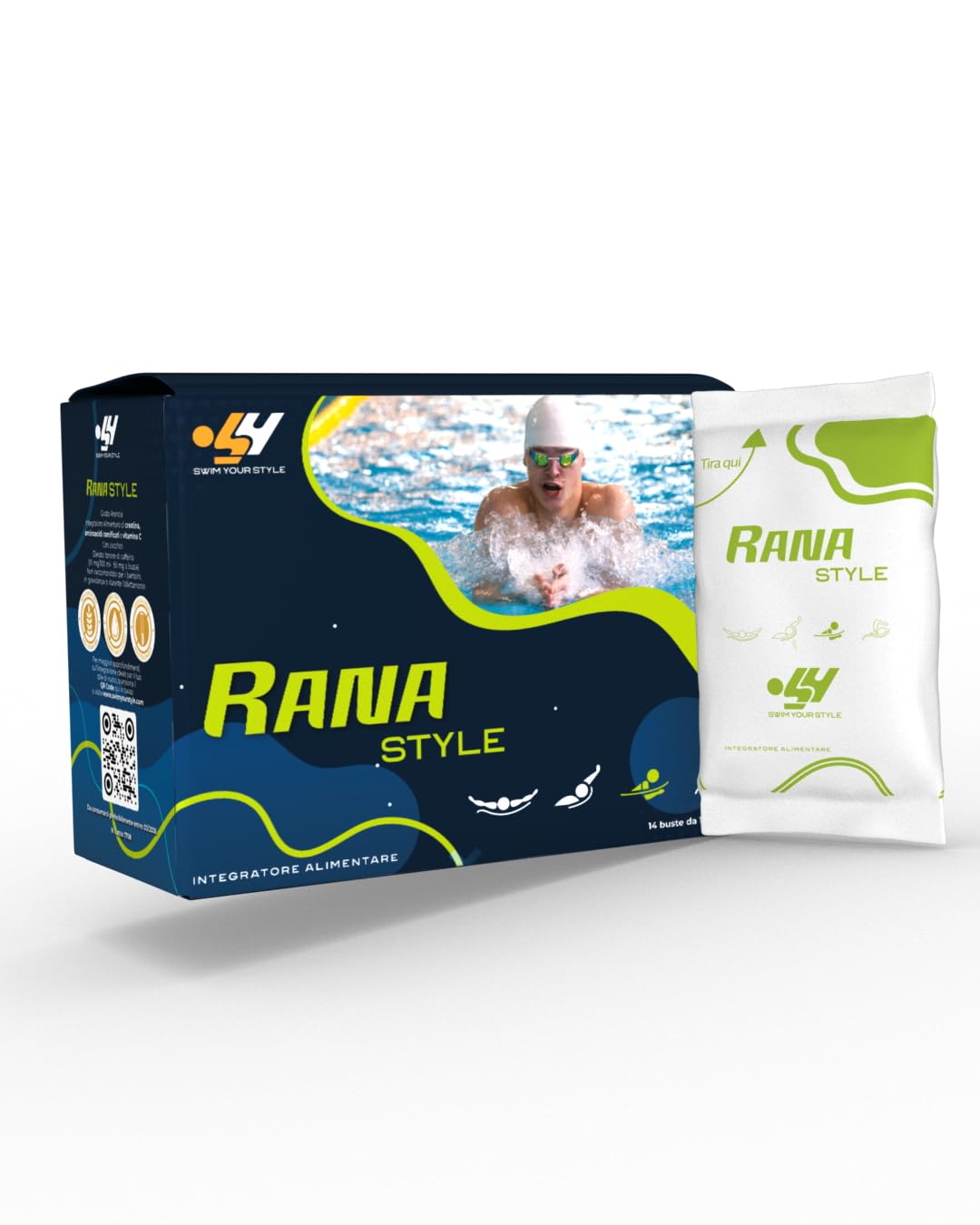 Integratore nuoto "Rana Style" 14 bustine. Swim your Style- Personalizzato e specifico per il tuo stile di nuoto. Integratore alimentare per lo sport