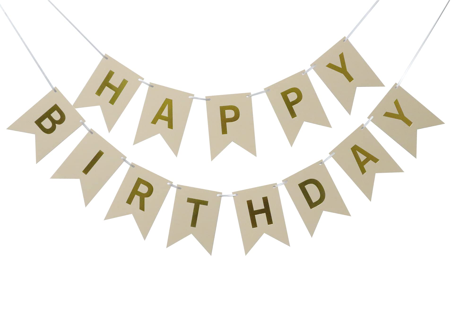 Happy Birthday Banner - Kraft Paper Bronzing Swallowtail Flag Birthday Party Decoration- Decorative Party Supplies for Any Age