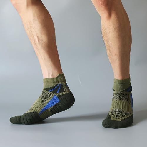 Miniatura 2 de J.WMEET Calcetines atléticos de corte bajo para hombre, de malla de algodón, acolchados, para correr, ventilación, con lengüeta, paquete de 6