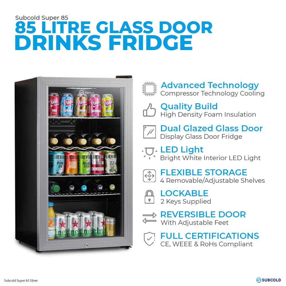 Subcold Super85 LED UnderCounter Fridge 85L Beer, Wine & Drinks