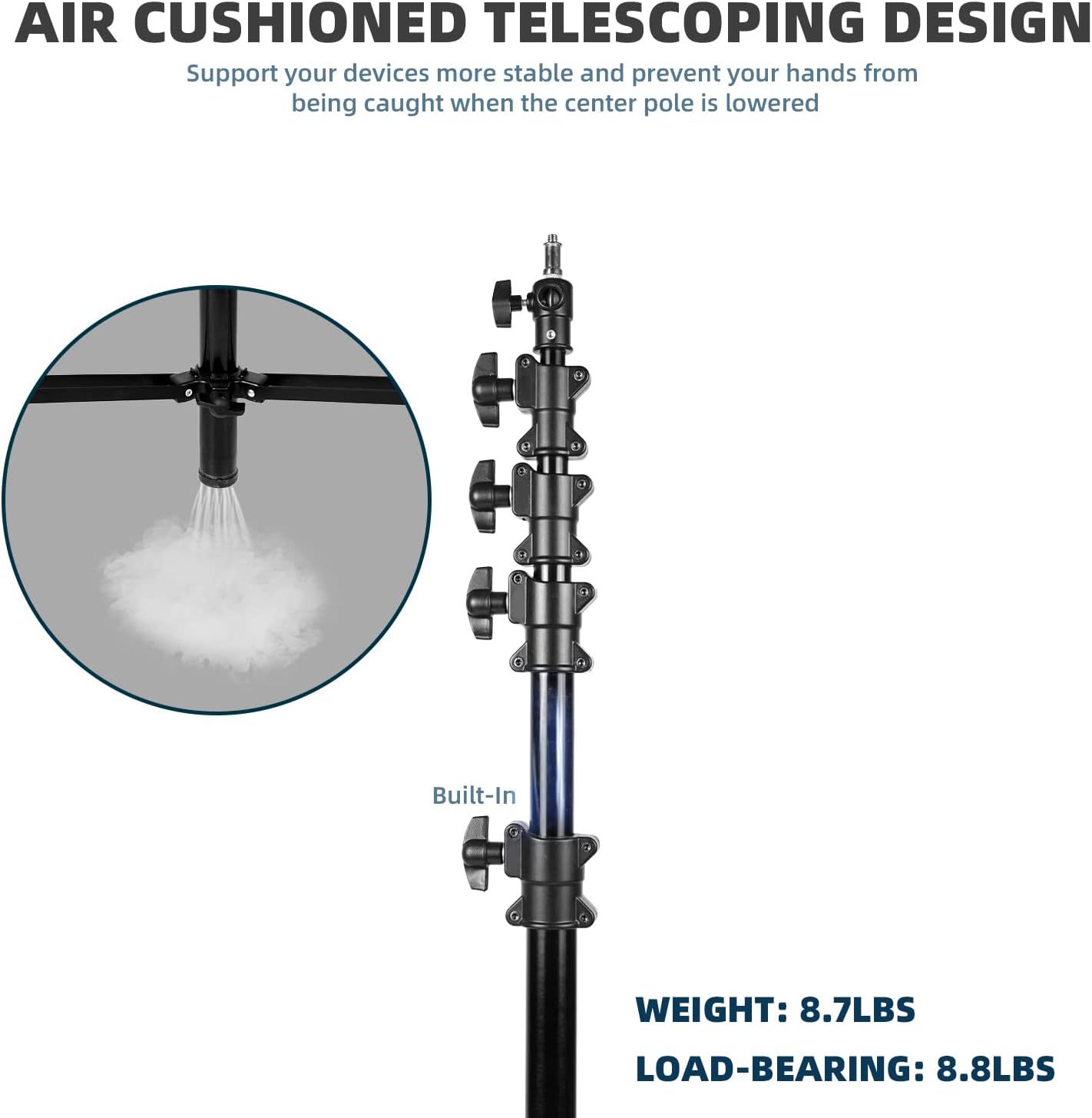 【16' Heavy Duty】 RAUBAY Extreme Tall Video Camera Sports Tripod Stand Air-Cushioned Telescoping Aluminium Alloy Light Stand with 1/4"& 3/8" Screw Adapter, Professional Sky High Tripod - TT480 Black : Electronics