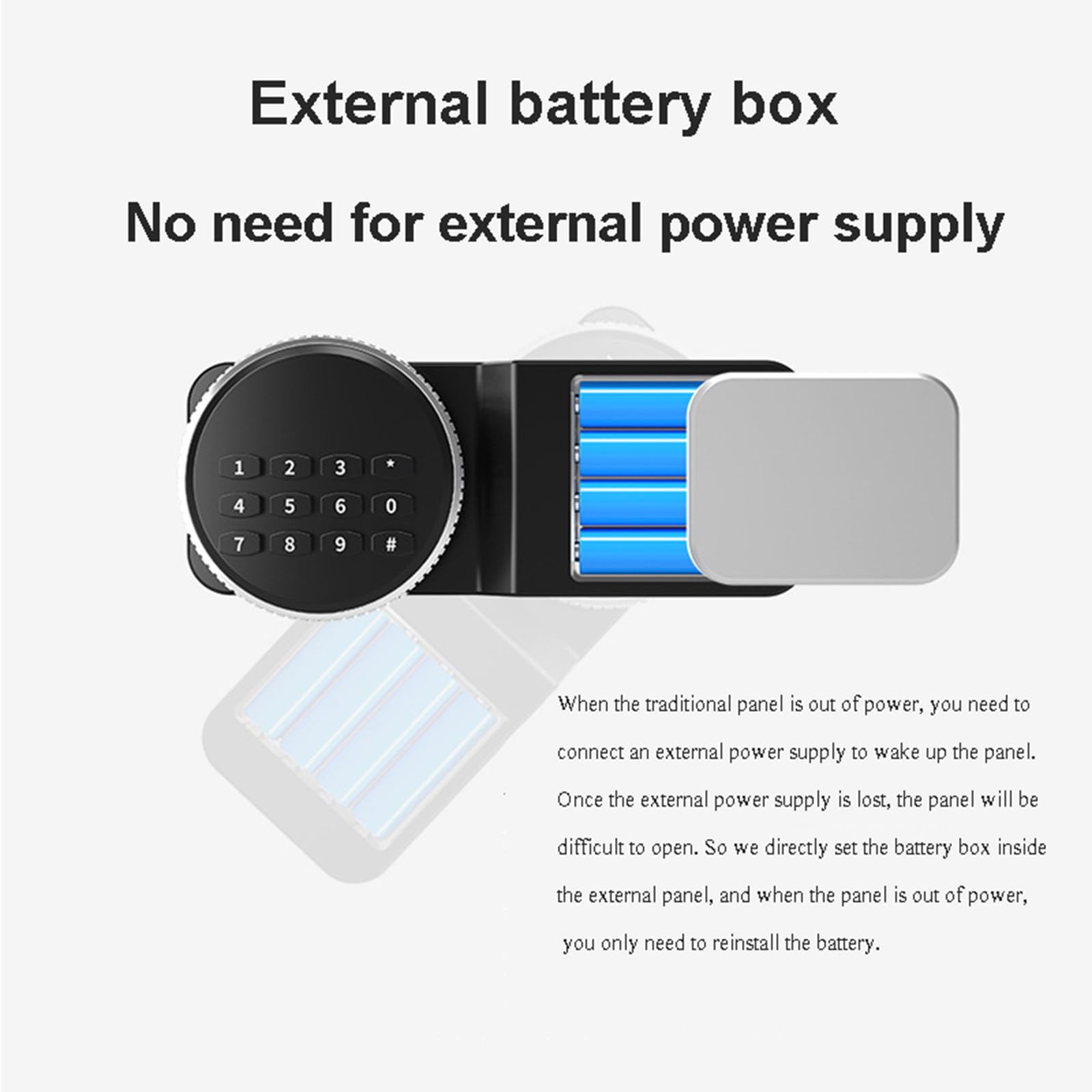 Caja Fuerte con Teclado Electrónico y Caja de Batería Externa para Objetos de Valor, Joyas y Documentos en Hogar, Hotel o Negocio,25CM-White
