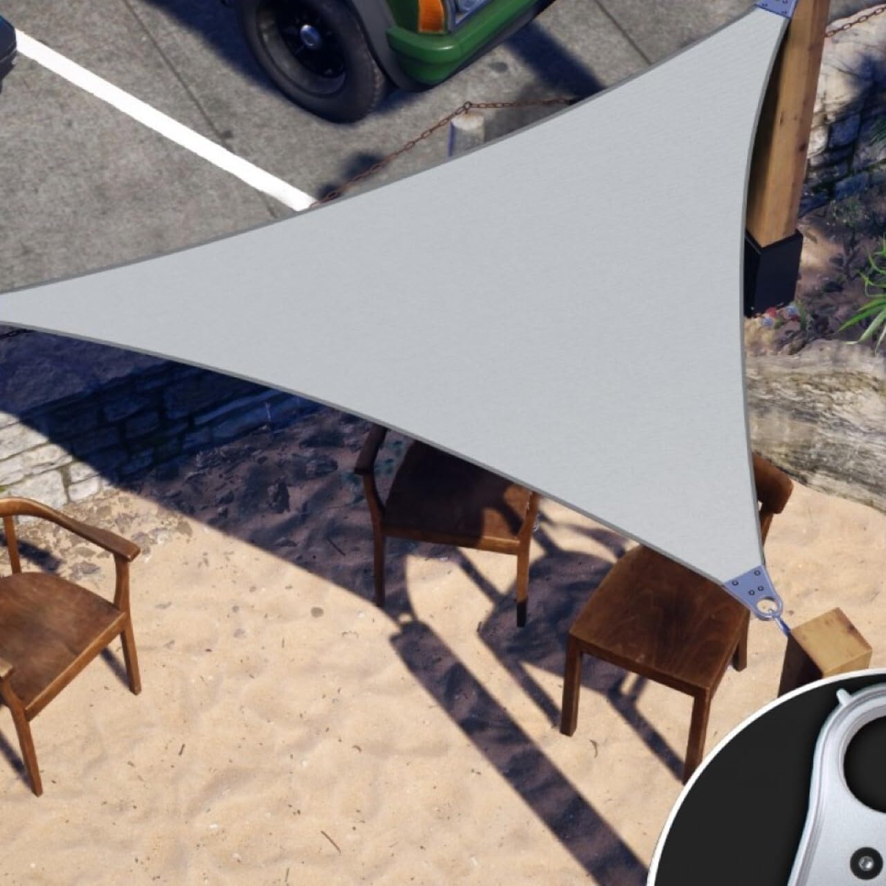 ColourTree Super Ring 12' x 12' x 12' Grey Triangle Sun Shade Sail, Commercial Grade UPF50 Canopy, Reinforced Corners & Edges, 260 GSM Fabric Heavy Duty -5 Years Warranty (We Make Custom Size)