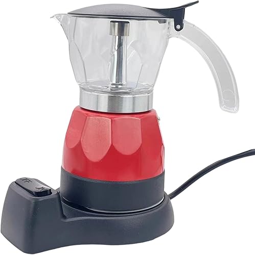 Mumusuki Cafetera eléctrica, 5.1 fl oz, 3 tazas de filtración fina, a prueba de goteo, cafetera italiana con base desmontable para el hogar,