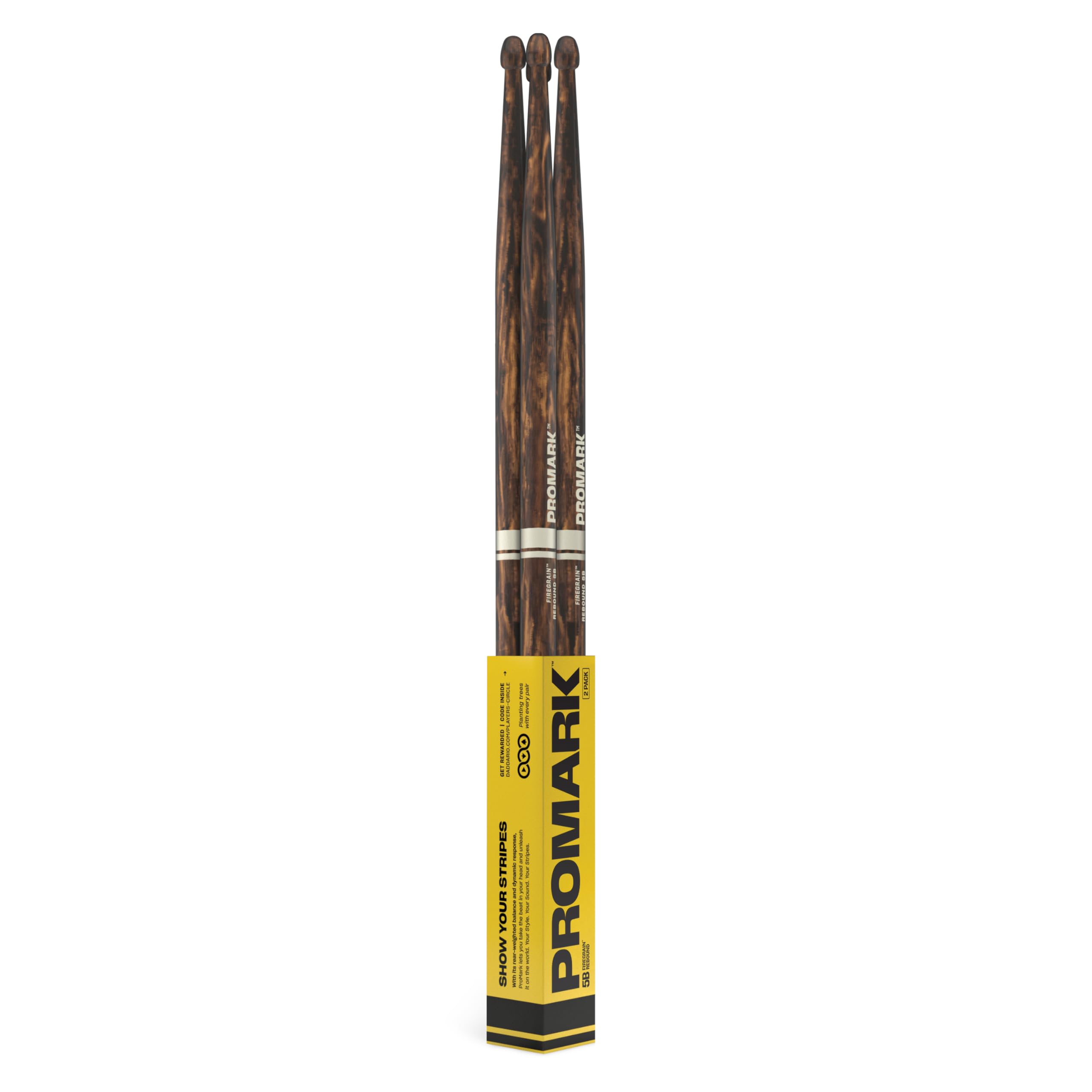 ProMark Rebound FireGrain R5BFG-2P 5B Drumsticks, 2 Pair Pack