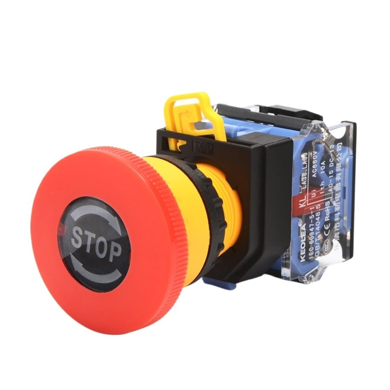 Botón de encendido de parada de emergencia, interruptor de bloqueo automático con cabeza de seta de 22mm, LA38-11ZS - 1NO 2NC, interruptor de parada por falla de energía(2NC 2PCS)