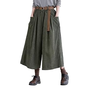 Gaucho Pants for Women Cropped Pleated Wide Leg Summer Palazzo Bottoms Casual Drawstring Culottes Loose Lounge with Pockets
