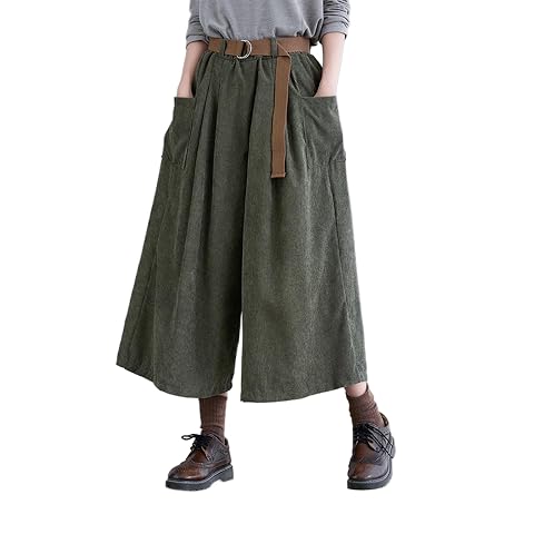 Gaucho Pants for Women Cropped Pleated Wide Leg Summer Palazzo Bottoms Casual Drawstring Culottes Loose Lounge with Pockets
