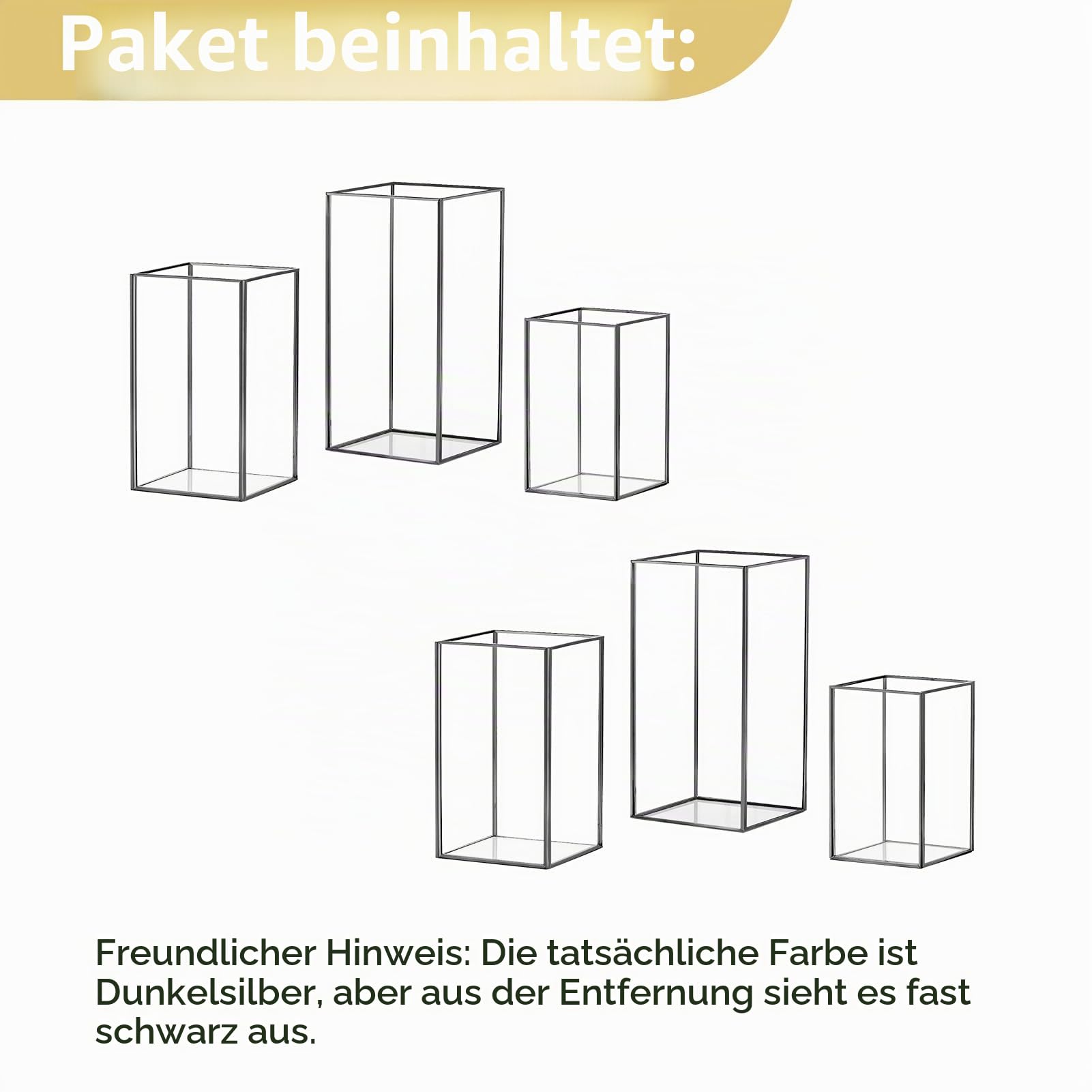 Nuptio Glas Windlichter Kerzenständer Schwimmkerzenhalter - 6 Stück Schwarze Laterne Deko Metall, Gehärtetes Glas Kerzenhalter Stumpenkerzen Hochzeit Mantel Weihnachten Tafelaufsatz Wohn-esszimmer