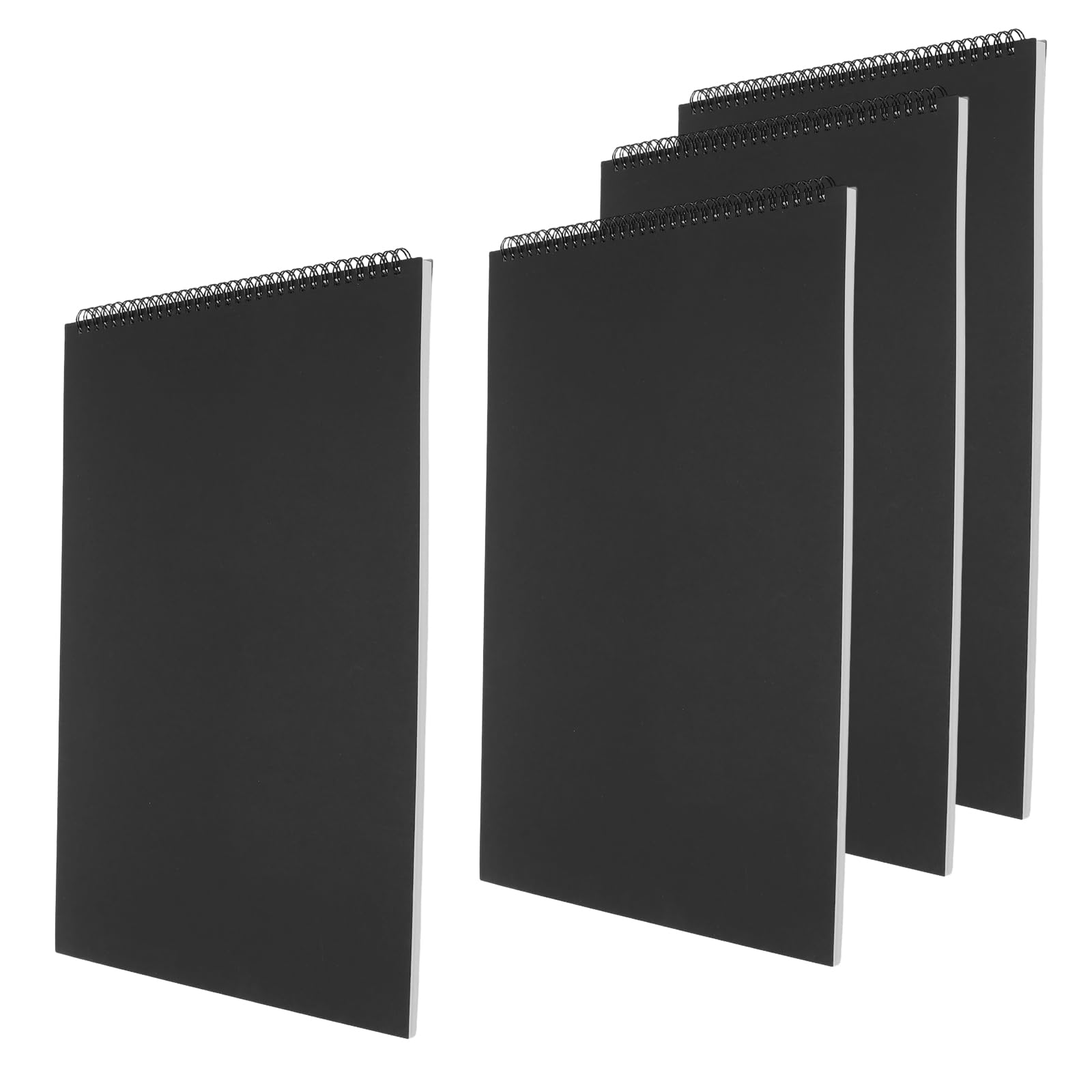 LEXININ 4 cuadernos de bocetos A3 encuadernados en espiral, 30 hojas/60 páginas, bloc de dibujo horizontal, 160 g/m², bloc de bocetos de tapa dura negra para bocetos, retratos