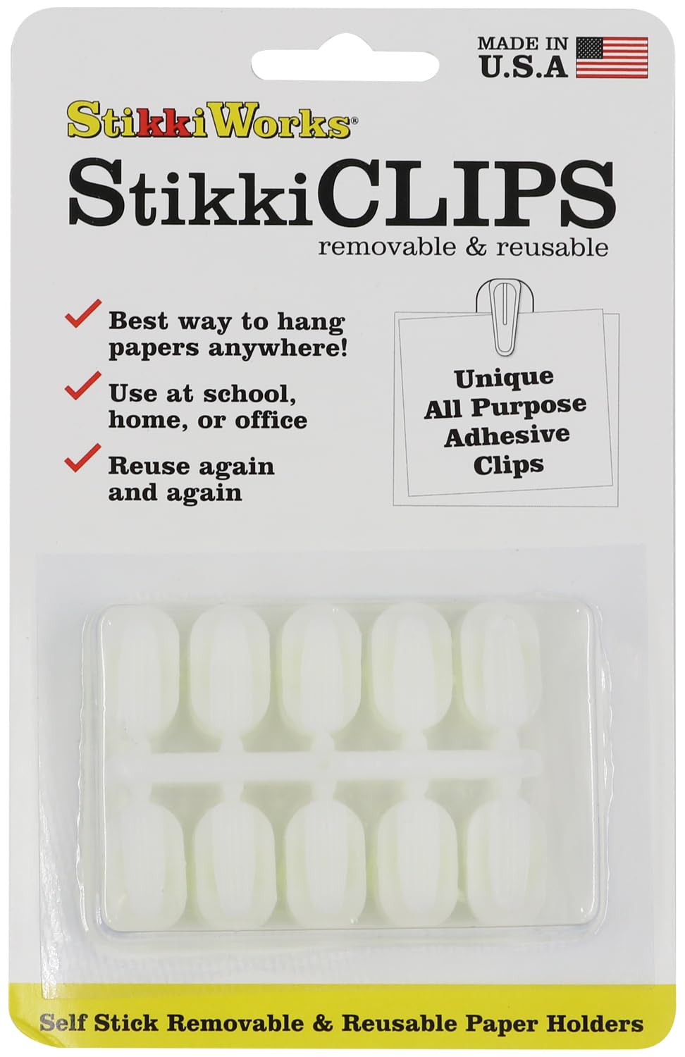 Stikki Works White Clips 20 per Pack Teacher Classroom Aid