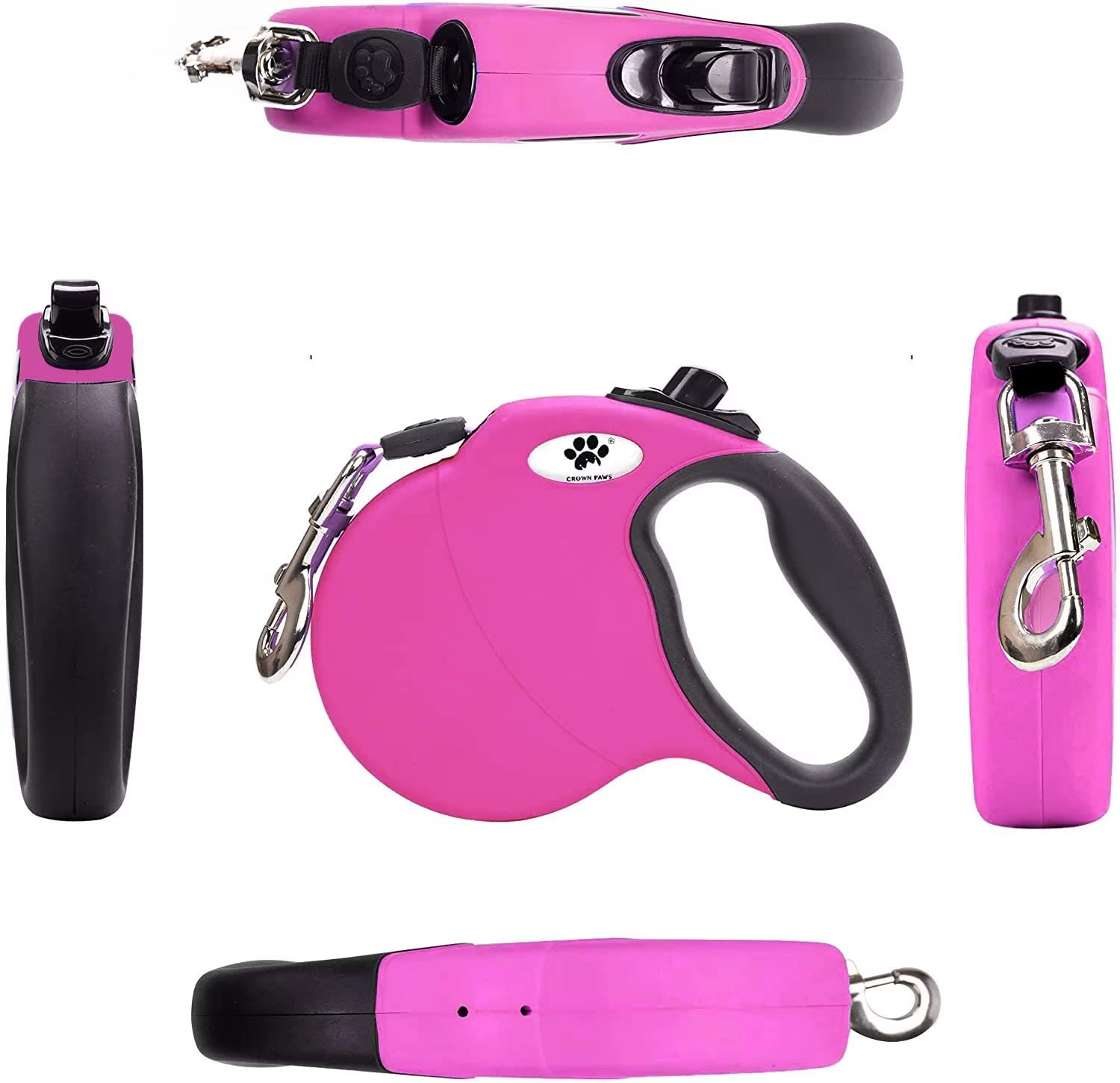 Hundeleine für kleine Hunde bis zu 10 kg, ausziehbar, mit abnehmbarem, kaufestem Verlängerungsdraht, 4 m (Rosa, Größe S)