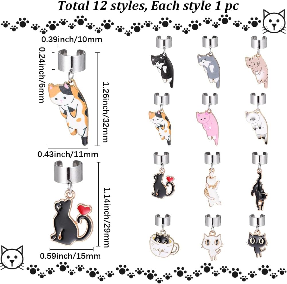 1 Box 12Pcs Cat Stethoscope Charms Tag for Nurse Cute Cats Adjustable Stethoscope Charm ID Name Tags Alloy Enamel Doctor Accessories for Doctors Student Nursing Medical Workers Xmas Decor
