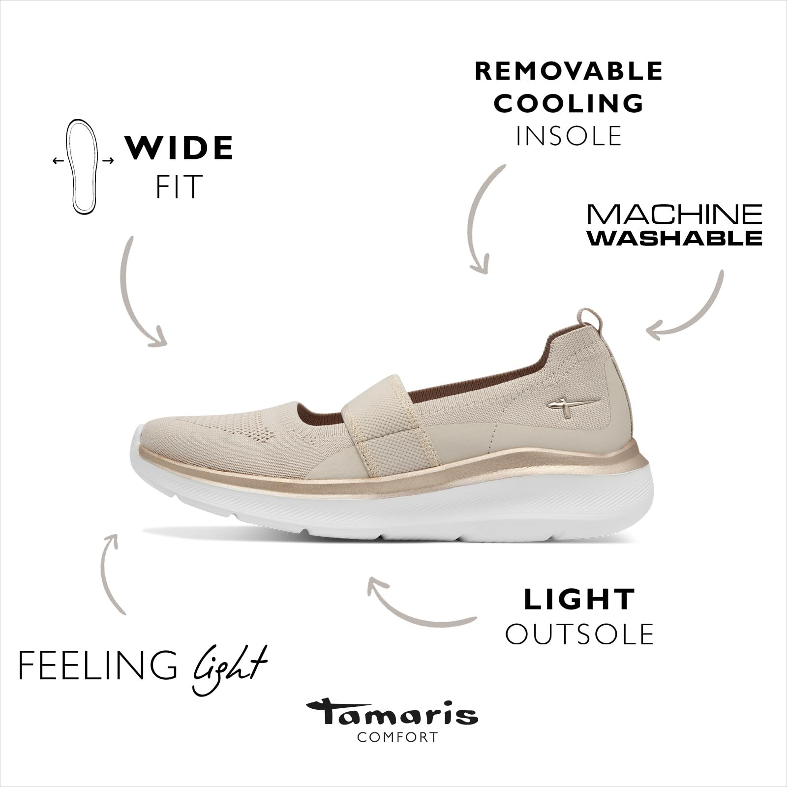 Tamaris Wide FIT Ballerina Textil H-Weite