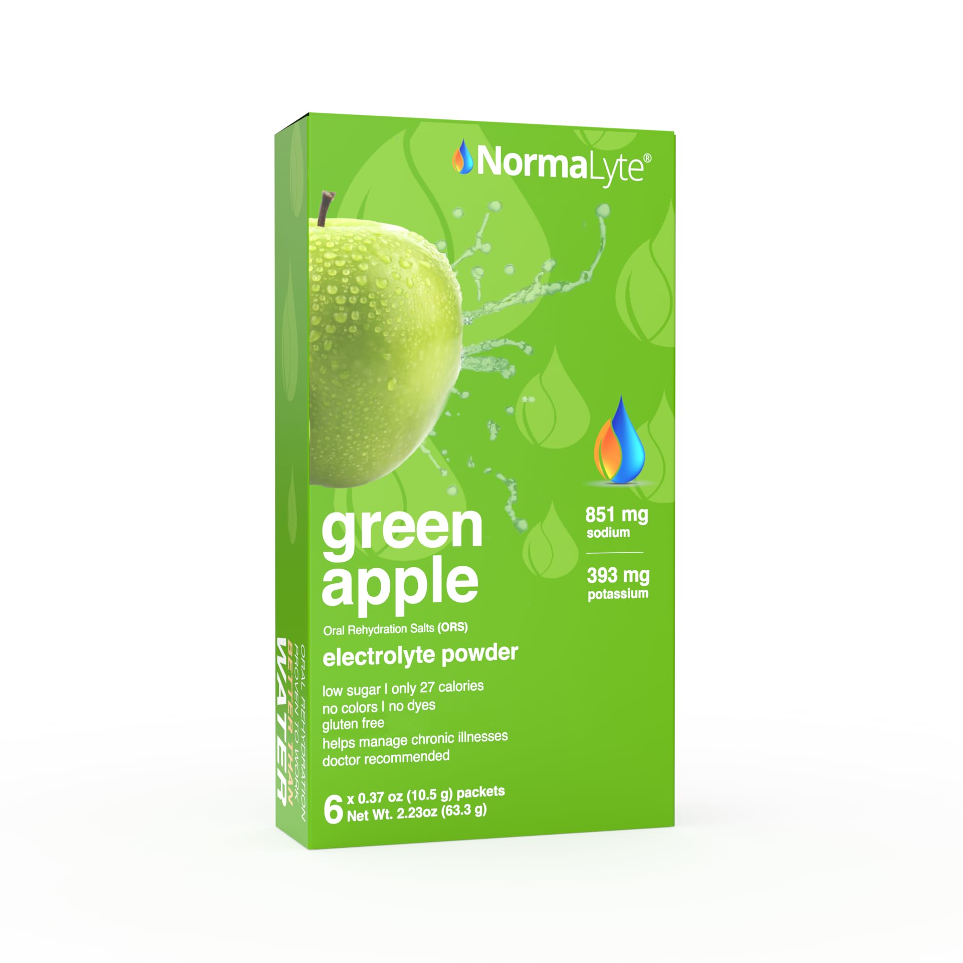 Apple - Electrolyte Powder Packets | Clinically Studied Electrolyte Drink Mix | 6 Count Effective Hydration Sticks