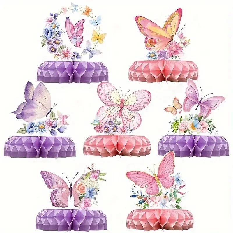 Décoration de table papillon rose et violet avec 14 pièces assorties pour réception