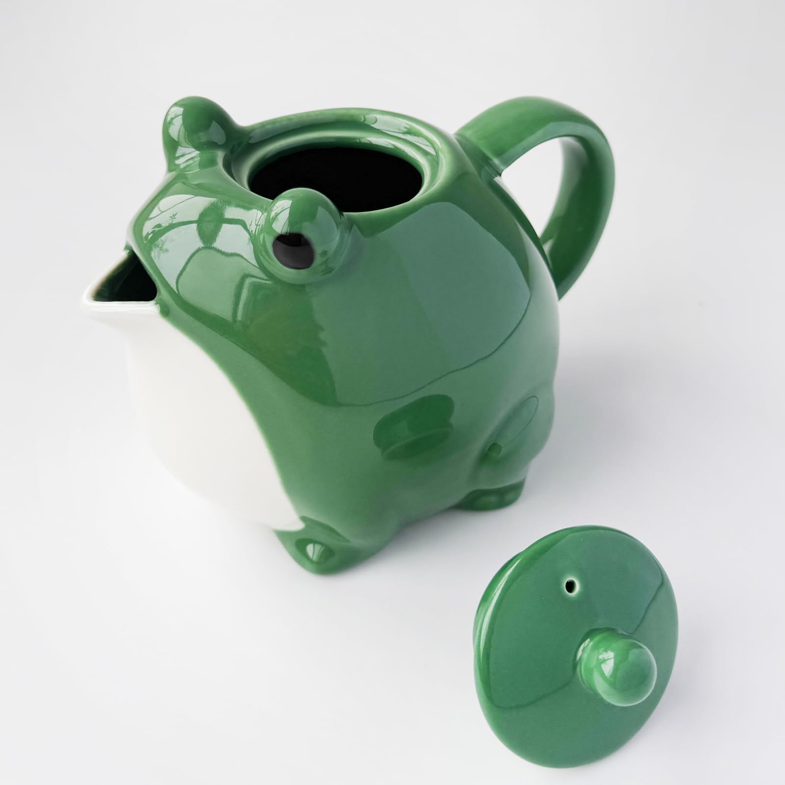 Juego de té, lindo regalo de tetera, juego de servicio de té, tetera de cerámica enviar exquisitas pegatinas de rana