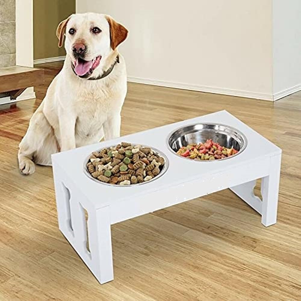 RIOZAIN Wooden Dog Feeder with Double Removable Bowls - Stylish Wooden Dog Bowl Stand for Food & Water, Elevated Pet Feeding Station (B0D7TK447F) Amazon Price History, Amazon Price Tracker