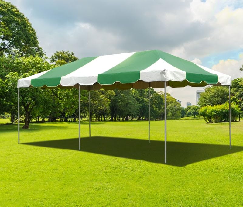 tents direct Party 10' x 20' Steel Frame Tent, Green Vinyl Top & Sidewalls Farbe:Blau Links/Rechts Sommer, Sonne und Fußball W-Outerwear Event tents are not