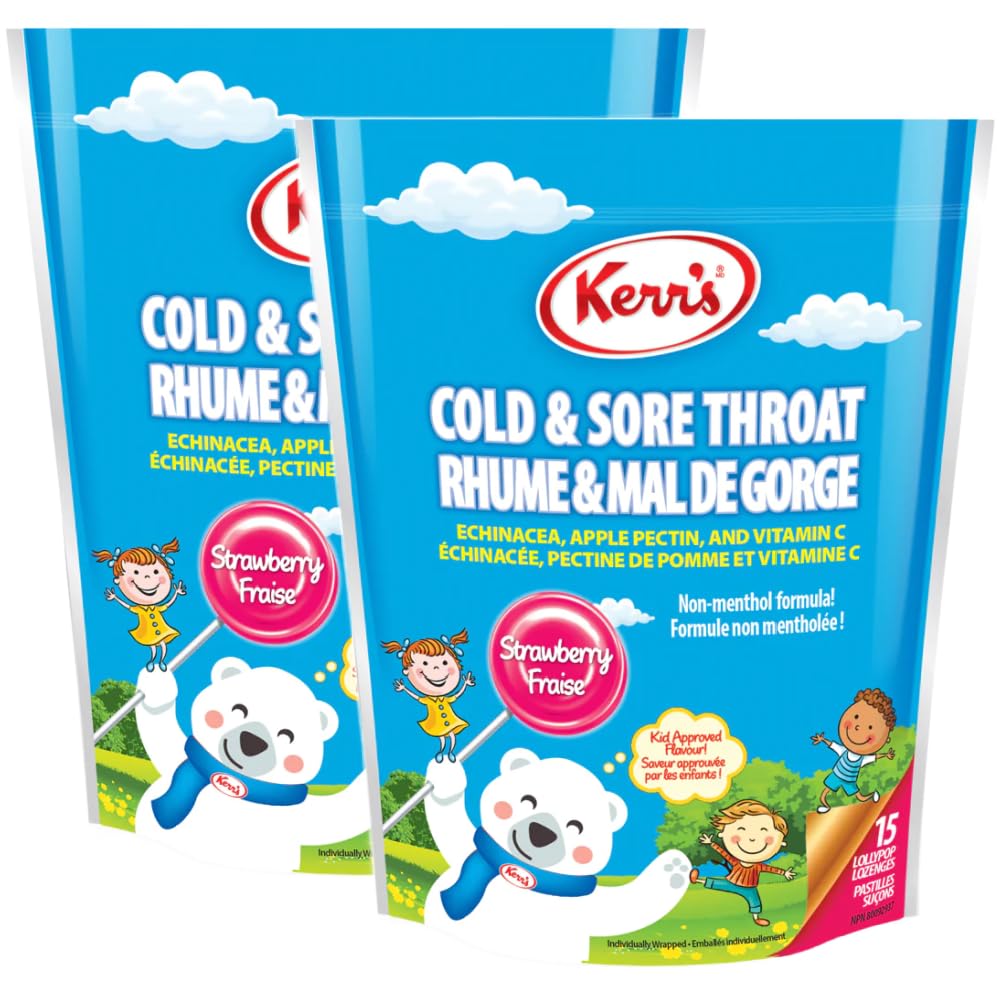 Kerr's Strawberry lollypop 15 - Cold and rough throat pack of 2