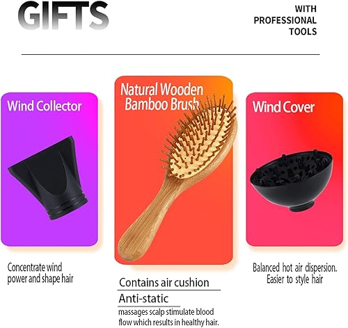 Miniatura 5 de GMDQ Secador de pelo profesional iónico 2000 de alto potente motor de CA de secado rápido secador de pelo grueso 4c con difusor de fijación peine y