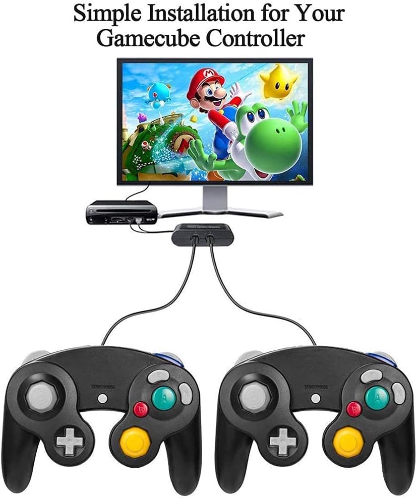 FIOTOK Wired Gamepads Compatible with Nintendo Gamecube & Wii Console Classic Wired Controller NGC Gamepad Joystick Black (Renewed)