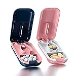 DUBSTAR Small Pill Cutter, Pill Cutter Splitter for Small and Tiny Pills, Portable Pretty Pill Cutters for Large Pills, Cuts Vitamins Tablets for Purse Pocket (2 PCS Pill Cutters, Blue+Pink)