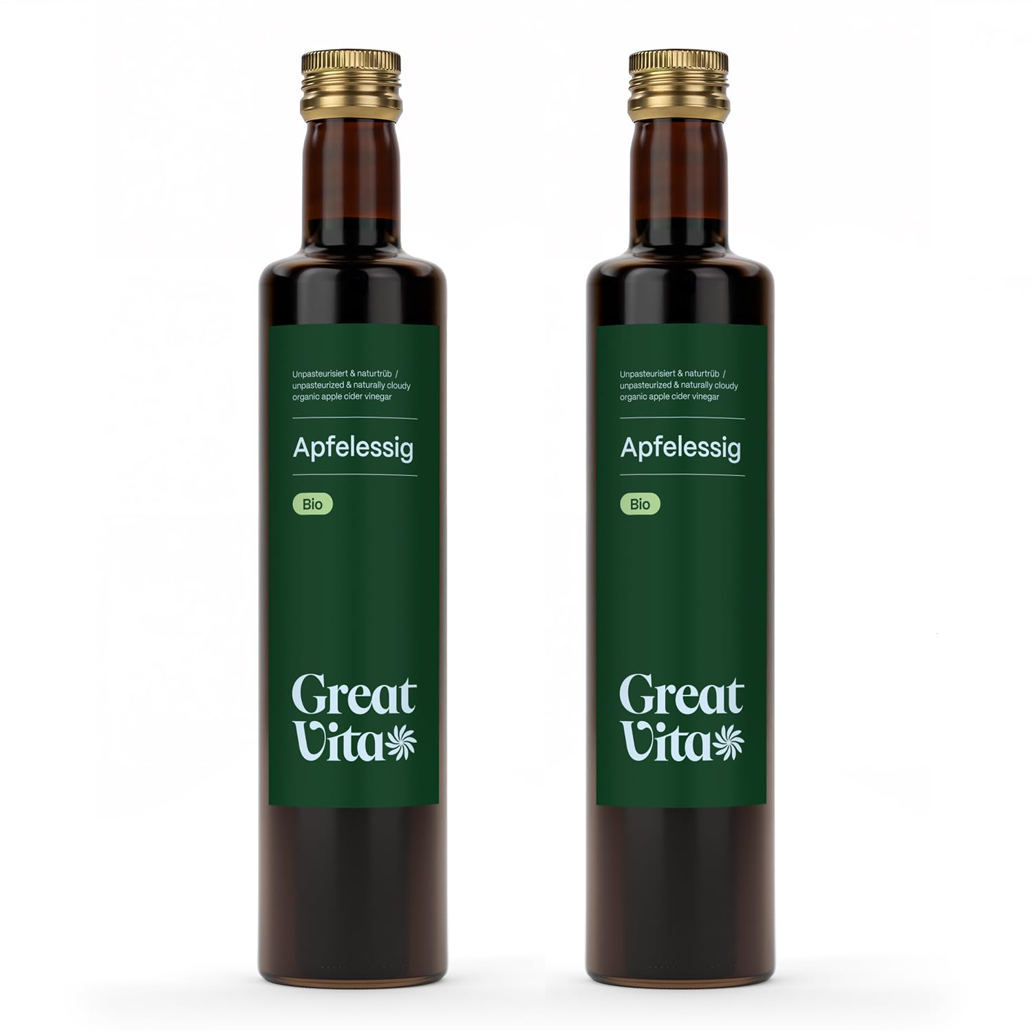 MeaVita Vinagre de Sidra Orgánico de Manzana Natural Turbio sin Filtrar 1000 ml (2 x 500 ml)
