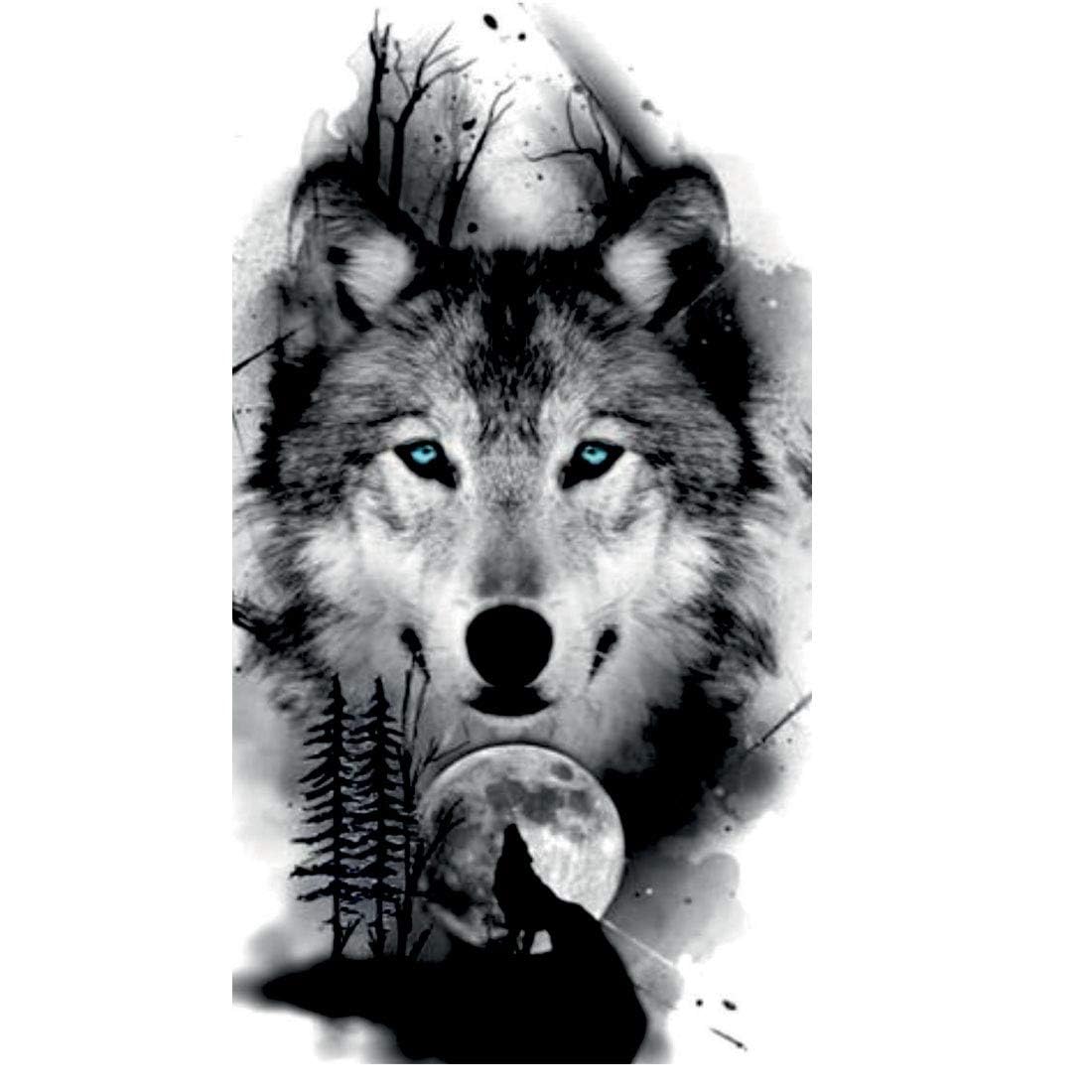 ORDERSHOCK Wolf and Moon Tattoo Temporary Tattoo Stickers For Male And Female Fake Tattoo Sticker Tattoo body Art-picture-18