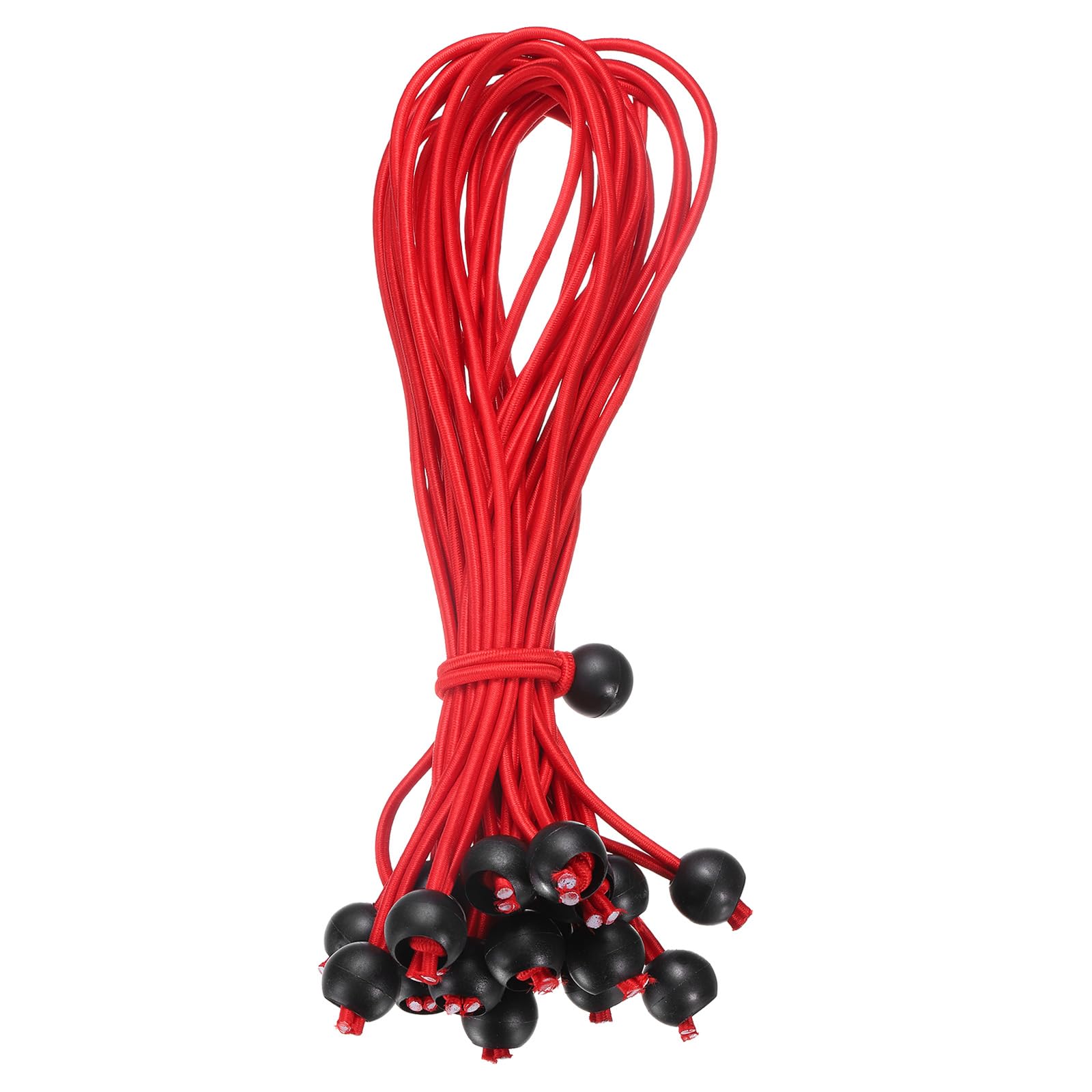 sourcing map 12" Balls Bungee Cords, 30 Pcs Bungee Cords with Balls Elastic Tarp Tie Downs for Tents, Camping, Tarp, Posters, Expander Loops, Tarpaulin Holders, Tarpaulin Rubber (Red/Black) โ image 1