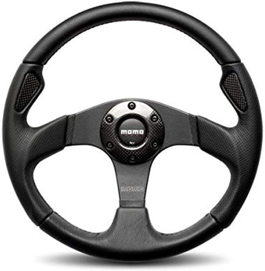 MOMO JET35BK0B Jet Black 350 mm Leather Steering Wheel