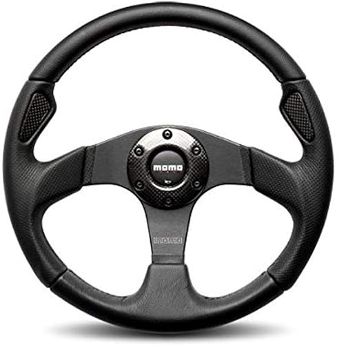 Volante Momo JET35BK0B de piel negra Jet Black de 350 mm