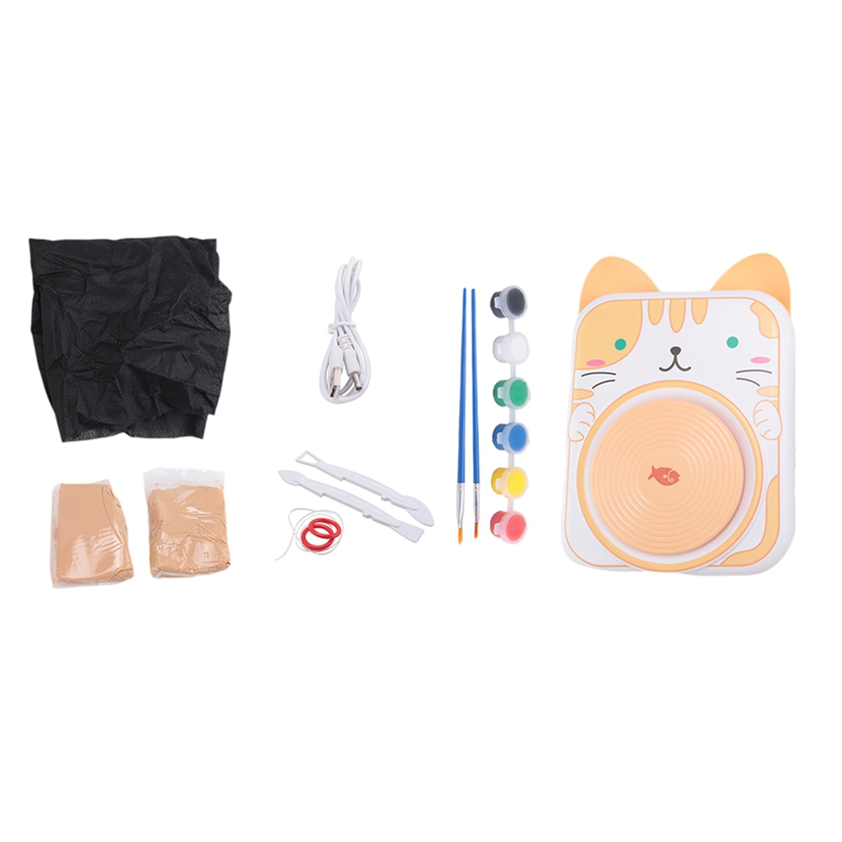 PEKKA Roue de Poterie pour Enfants - Outils de Sculpture en Argile et Kit de Peinture, Kit de Bricolage pour Débutants, Lot de 6 Pâtes à Modeler, Kit D'Artisanat