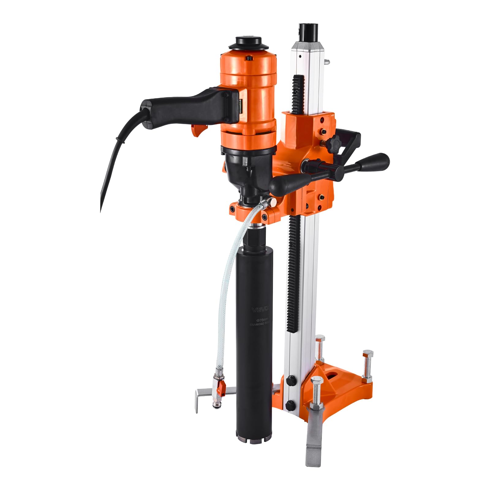 VEVOR Perforadora de Diamante, 2 en 1 Equipo de Perforación 1000/2250 RPM de 2 Velocidades en Seco y Húmedo con soporte, 4 Brocas Diámetro de Perforación de 200 mm para Hormigón, Ladrillo, Piedra